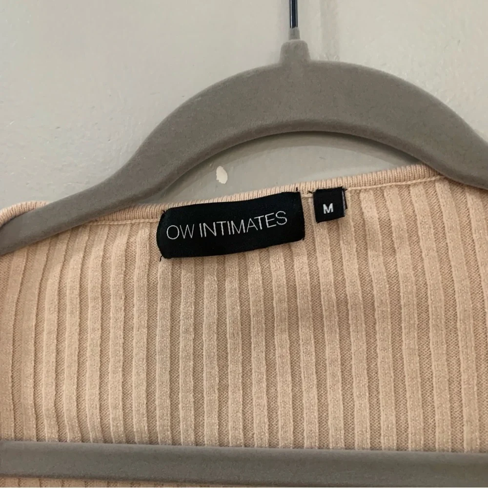 NWT OW Intimates Set Cardigan Shorts Ribbed in Light Beige
